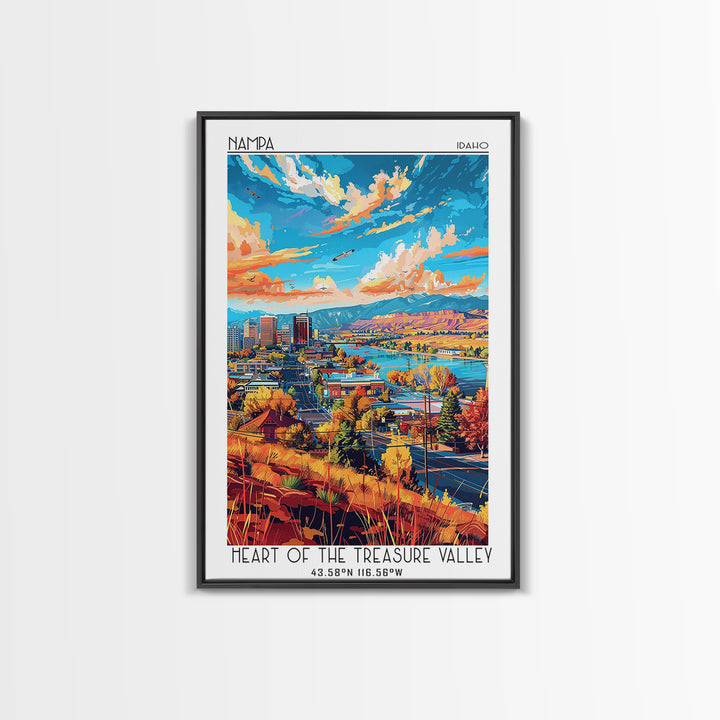 Nampa Travel Poster, Framed Canvas Print, Retro Travel Poster, City Wall Art, Travel Print, Vintage Travel Print, City Travel Poster
