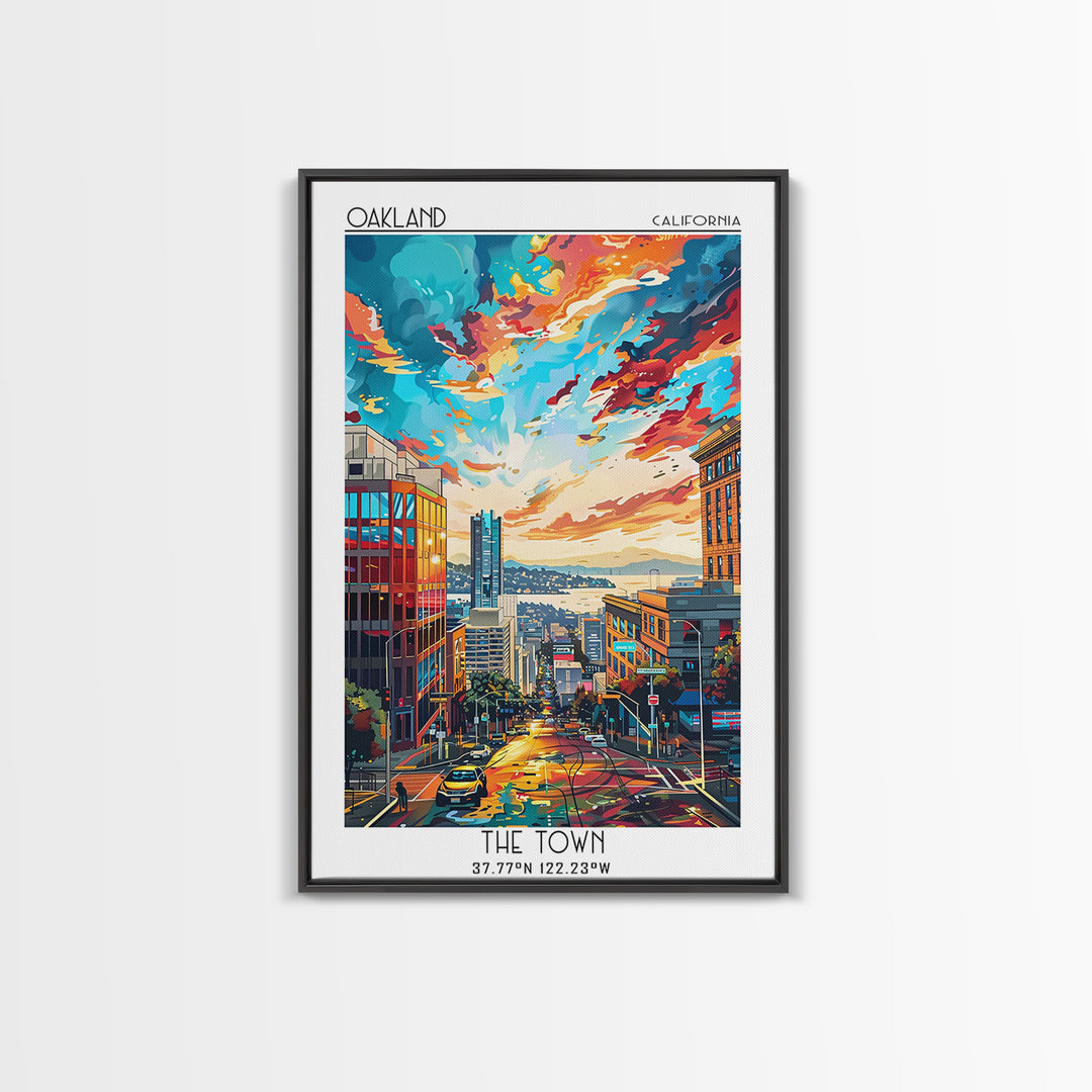 Oakland Travel Poster, Framed Canvas Print, City Art Print, Travel Wall Art, Vintage Travel Art, Living Room Wall Art, Travel Prints