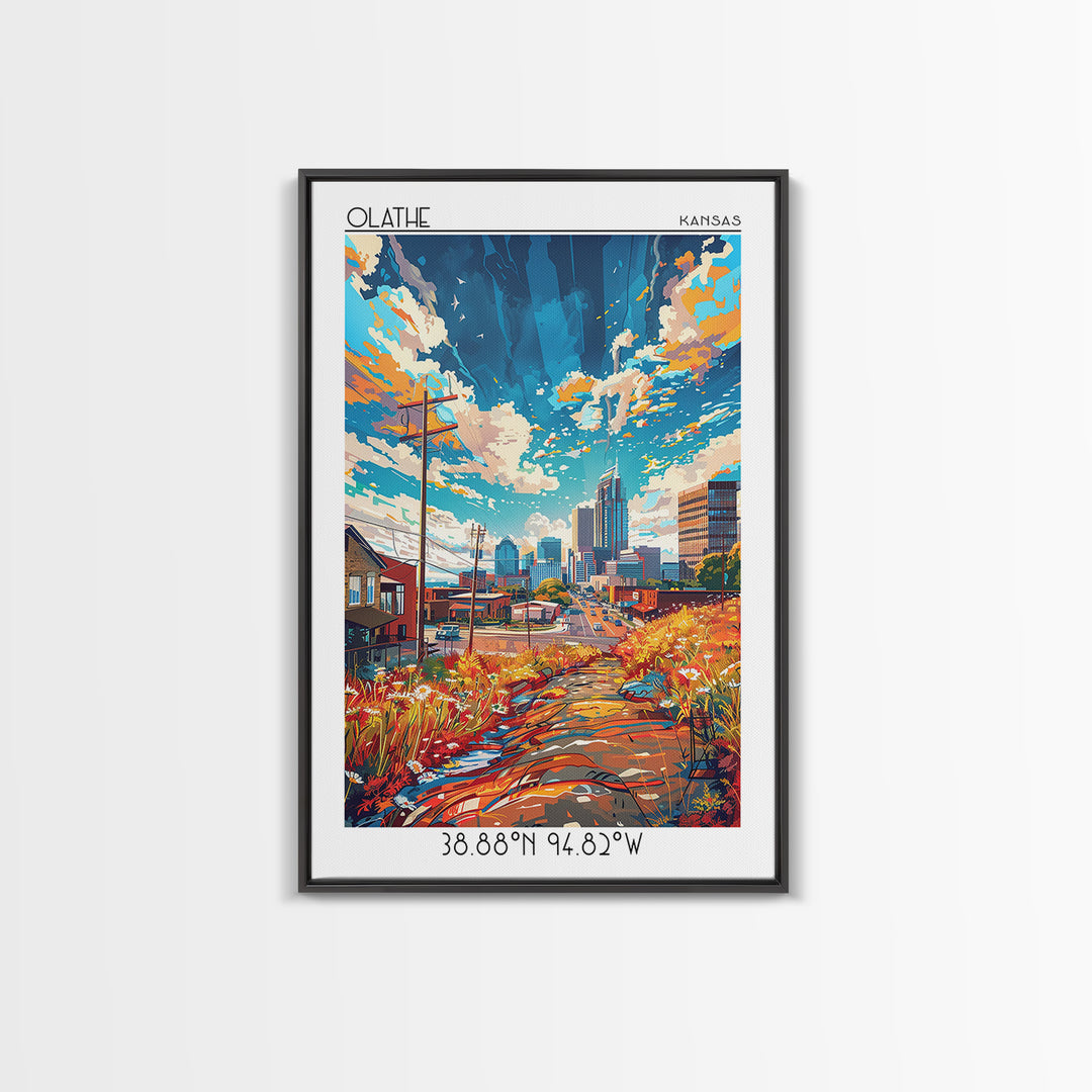 Olathe Travel Poster, Framed Canvas Print, Travel Wall Art, City Wall Art, Retro Travel Poster, Vintage Travel, Mid Century Wall Art