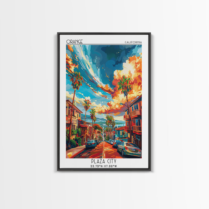 Orange Travel Poster, Canvas Print, Travel Prints, Landscape Art, Gallery Wall Set, Travel Posters, Travel Print, City Travel Poster