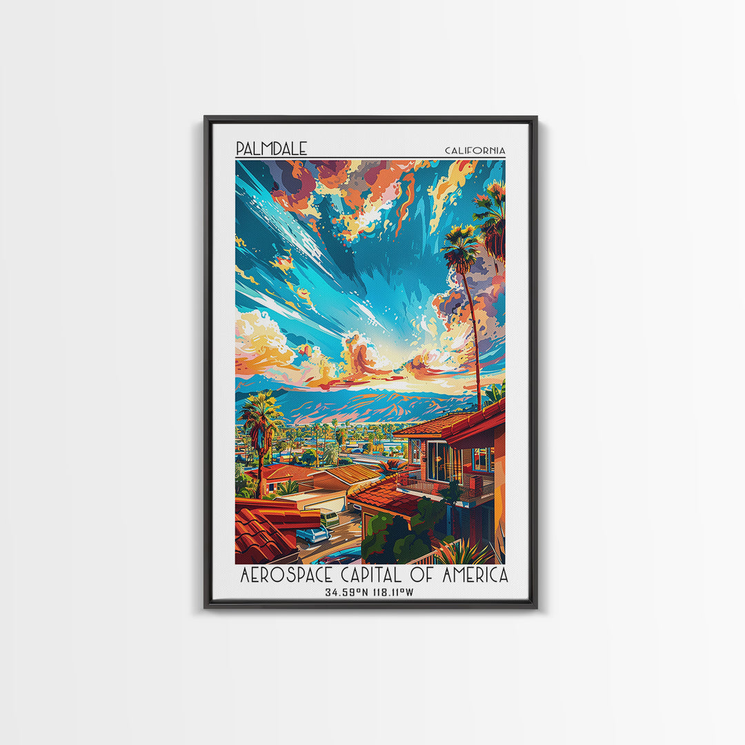 Palmdale Travel Poster, Framed Canvas Print, City Travel Poster, Travel Wall Art, Landscape Art, Retro Travel Print, Vintage Posters