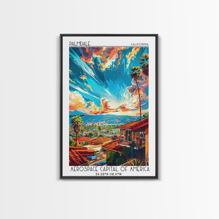 Palmdale Travel Poster, Framed Canvas Print, City Travel Poster, Travel Wall Art, Landscape Art, Retro Travel Print, Vintage Posters