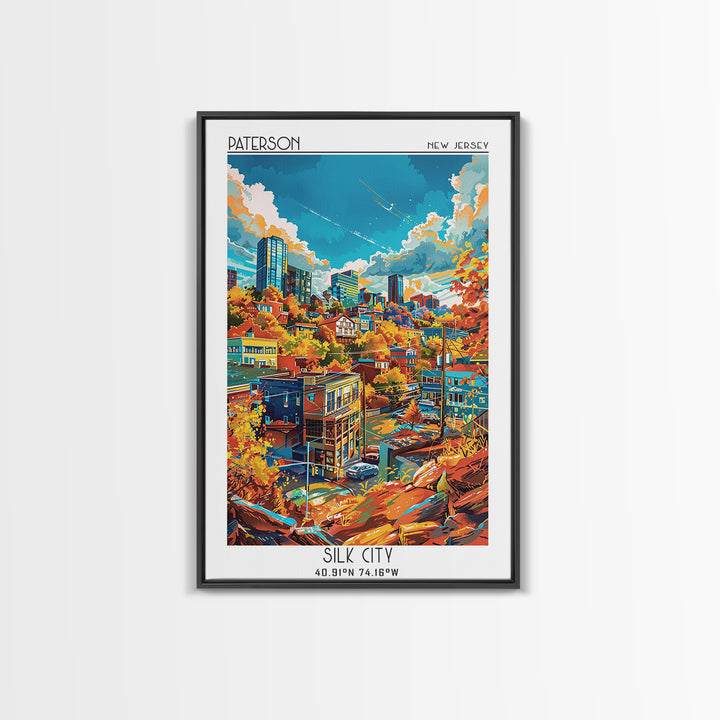 Paterson Travel Poster, Framed Canvas Print, Travel Prints, Landscape Art, City Art Print, Living Room Wall Art, Retro Travel Poster
