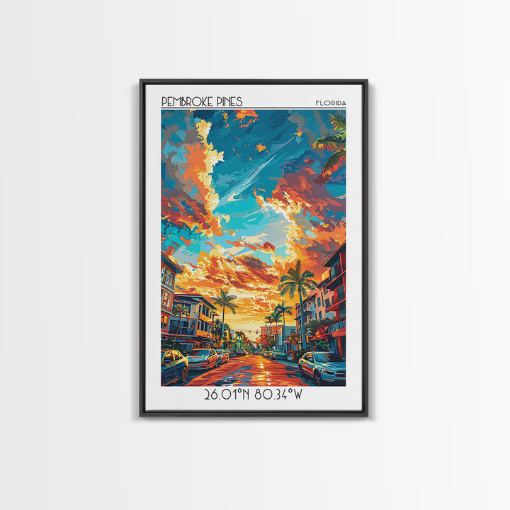Pembroke Pines Travel Poster, Canvas Print, City Travel Poster, Vintage City Poster, Travel Wall Art, Travel Print, Travel Art Print