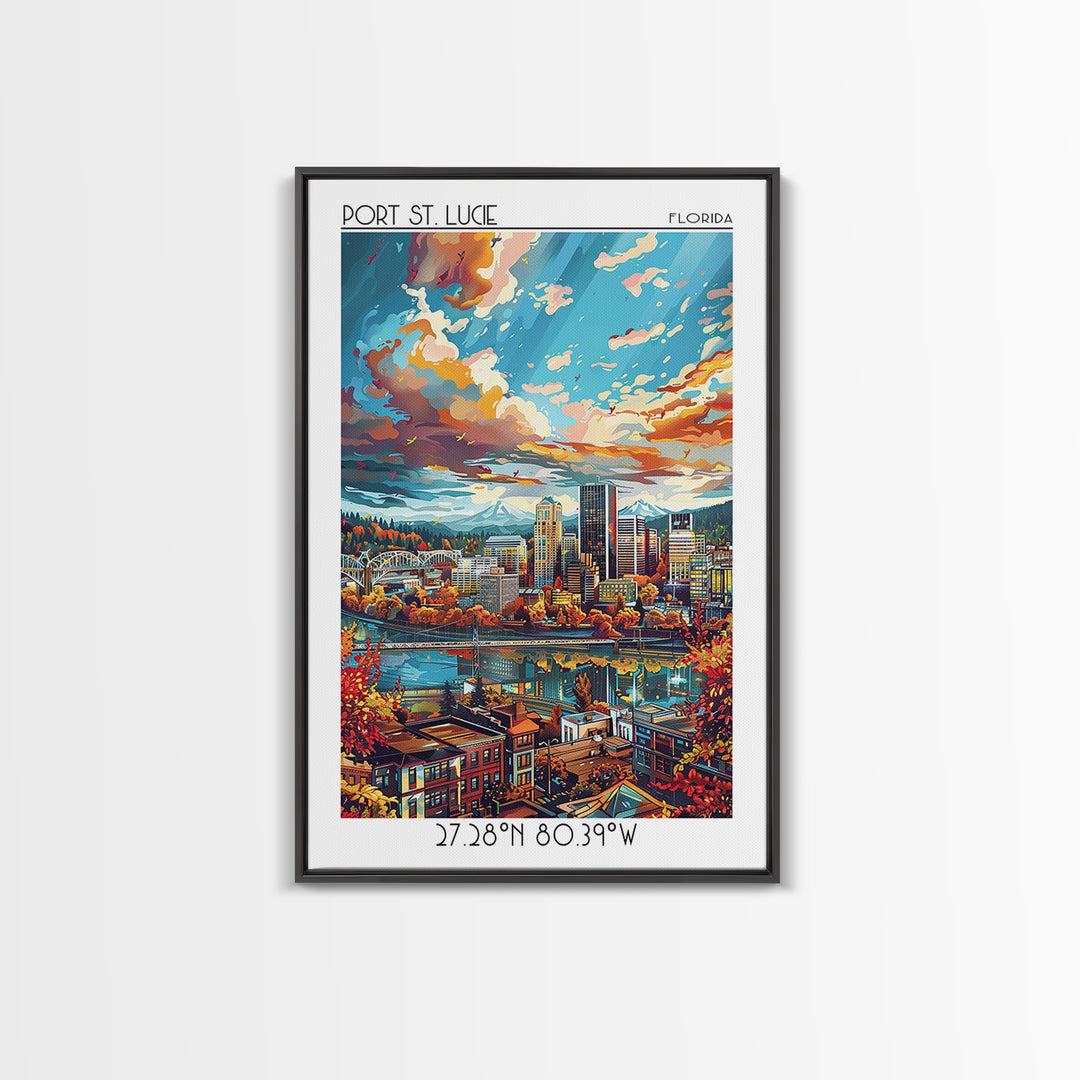Portland Travel Poster, Framed Canvas Print, City Travel Poster, Vintage City Poster, Travel Wall Art, Vintage Posters, Travel Print