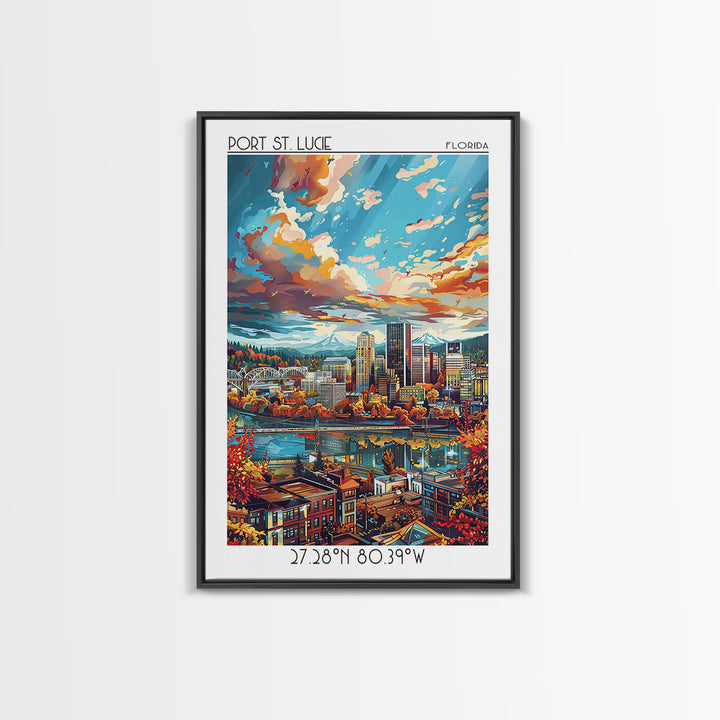 Portland Travel Poster, Framed Canvas Print, City Travel Poster, Vintage City Poster, Travel Wall Art, Vintage Posters, Travel Print