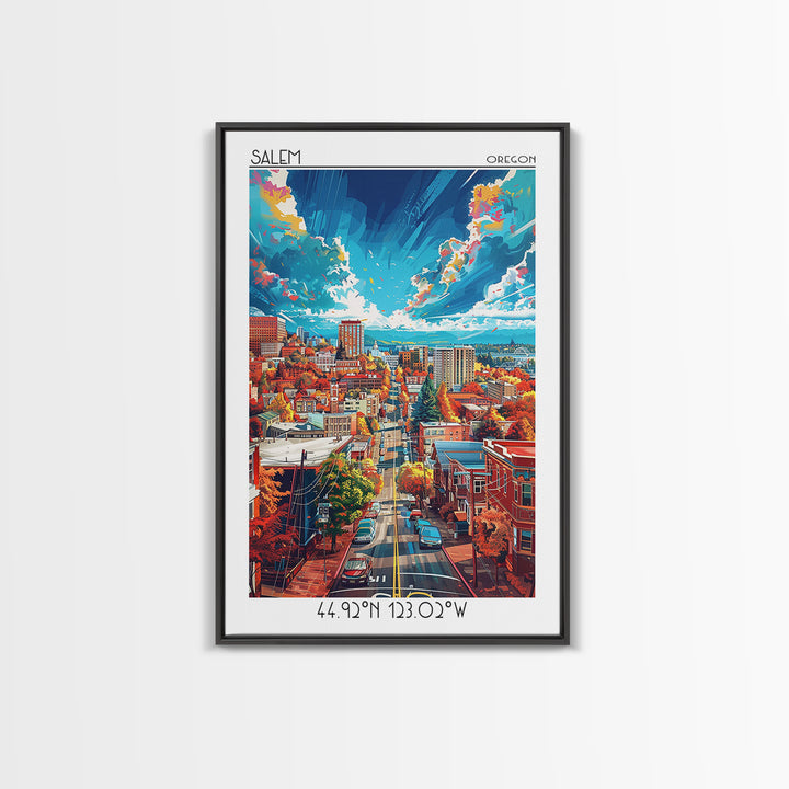 Salem Travel Poster, Framed Canvas Print, City Travel Poster, Travel Wall Decor, Fine Art Print, Travel Art Print, Home Office Decor