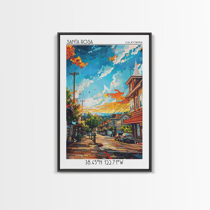 Santa Rosa Travel Poster, Framed Canvas Print, Poster Print, Travel Wall Art, Gallery Wall Set, Home Office Decor, Colorful Wall Art