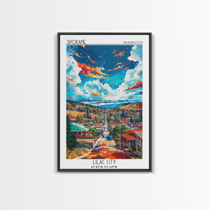 Spokane Valley Travel Poster, Framed Canvas Print, City Travel Poster, Travel Wall Decor, Fine Art Print, Travel Posters, Home Decor