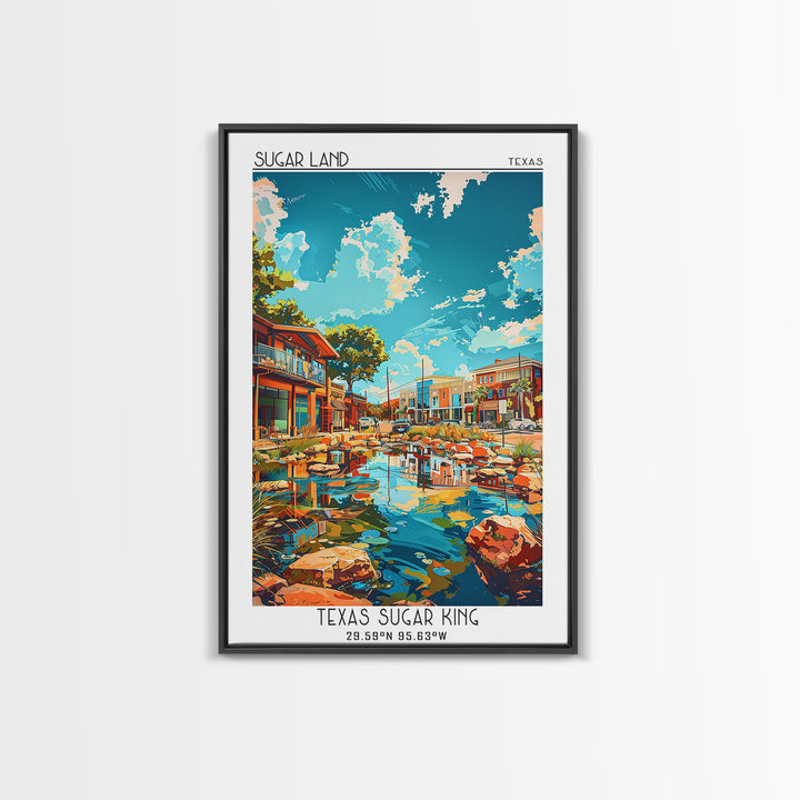 Sugar Land Travel Poster, Canvas Print, Retro Travel Poster, City Wall Art, City Art Print, Art Print, Landscape Art, Travel Posters