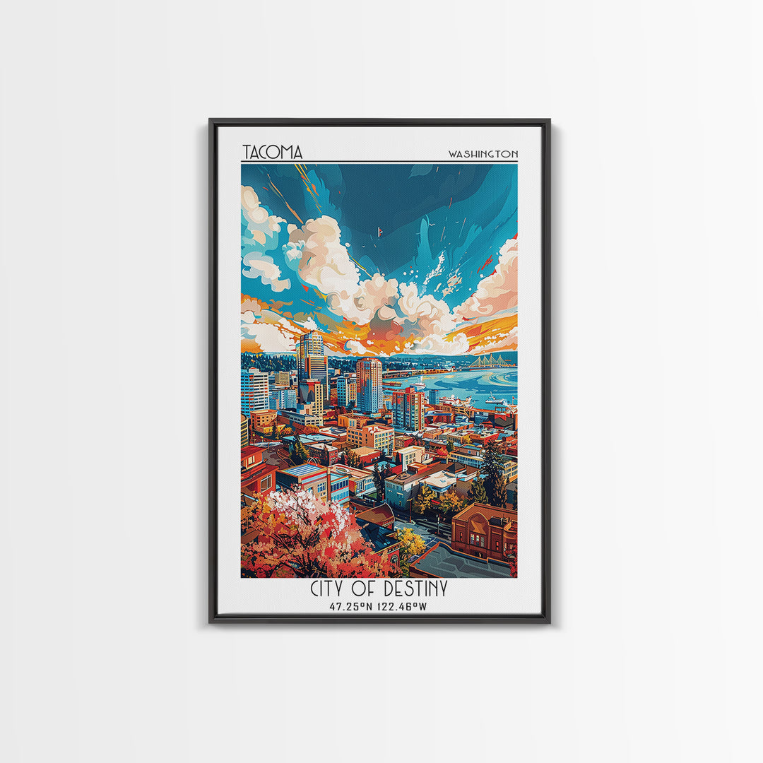 Tacoma Travel Poster, Framed Canvas Print, City Travel Poster, Travel Wall Art, Travel Art Print, Vintage Travel Art, Vintage Poster