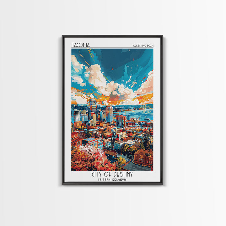 Tacoma Travel Poster, Framed Canvas Print, City Travel Poster, Travel Wall Art, Travel Art Print, Vintage Travel Art, Vintage Poster