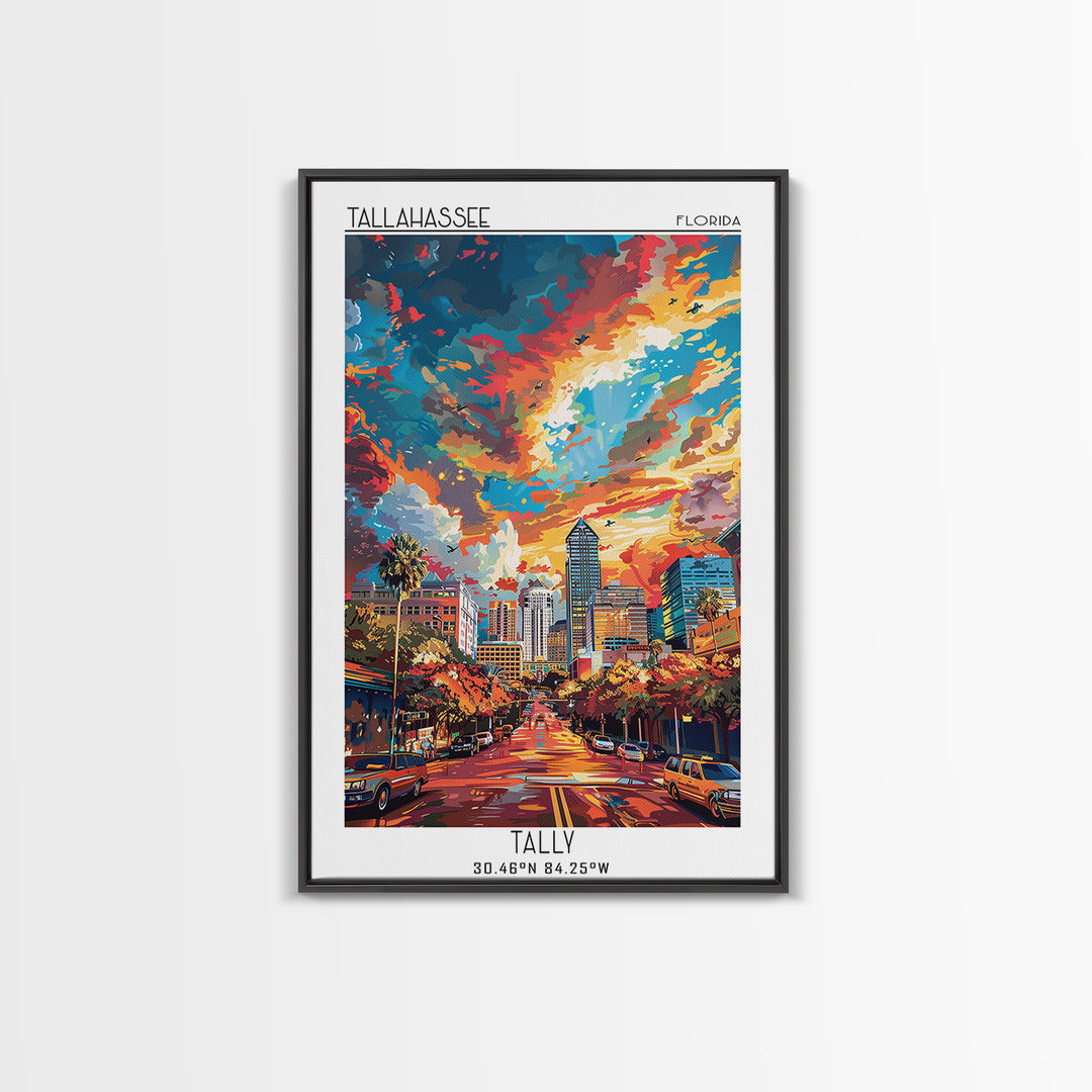 Tallahassee Travel Poster, Framed Canvas Print, City Art Print, Travel Wall Art, Modern Wall Decor, Travel Print, City Travel Poster