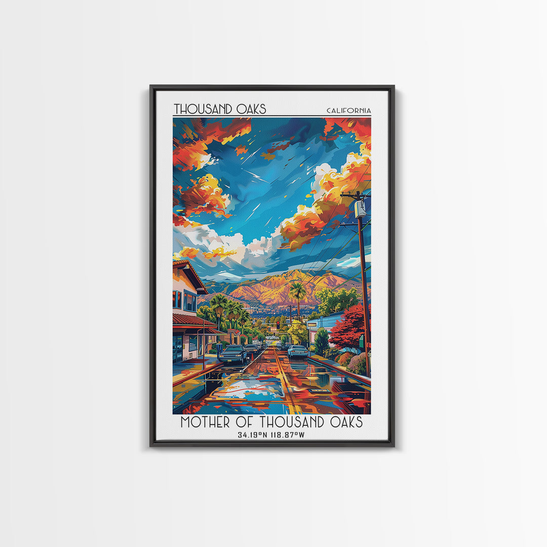 Thousand Oaks Travel Poster, Framed Canvas Print, City Travel Poster, Travel Wall Art, Art Print, Fine Art Print, Vintage Travel Art