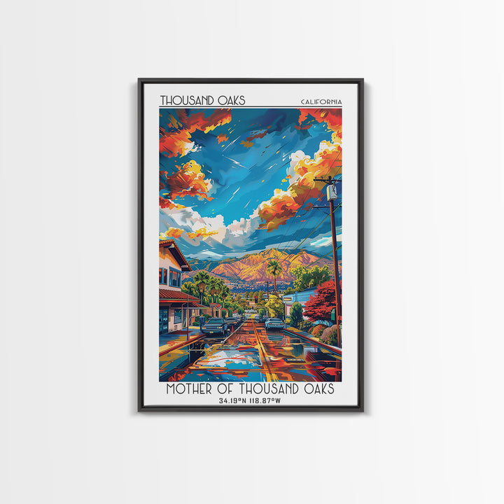 Thousand Oaks Travel Poster, Framed Canvas Print, City Travel Poster, Travel Wall Art, Art Print, Fine Art Print, Vintage Travel Art