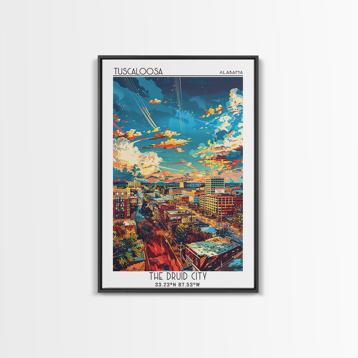 Tuscaloosa Travel Poster, Framed Canvas Print, Travel Wall Art, City Wall Art, Mid Century Wall Art, Home Office Decor, Travel Decor