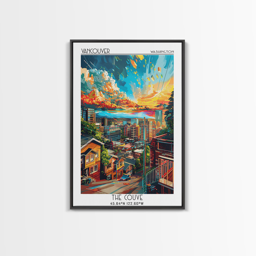 Vancouver Travel Poster, Framed Canvas Print, City Art Print, Travel Wall Art, Minimalist Poster, Vintage Poster, Retro Travel Print
