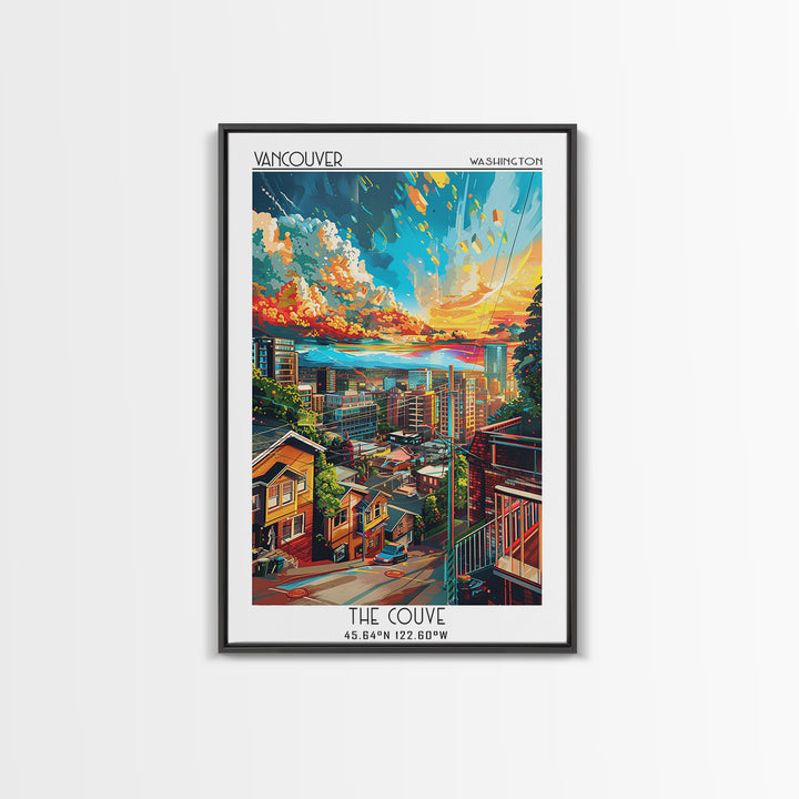 Vancouver Travel Poster, Framed Canvas Print, City Art Print, Travel Wall Art, Minimalist Poster, Vintage Poster, Retro Travel Print
