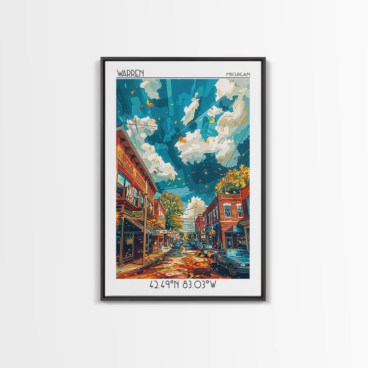 Warren Travel Poster, Framed Canvas Print, Travel Wall Decor, Minimalist Poster, Travel Posters, City Wall Art, Living Room Wall Art