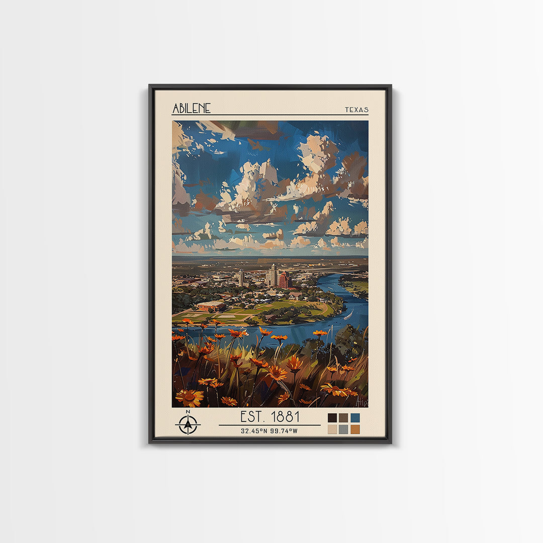 Abilene Travel Poster, Canvas Print, Travel Prints, Landscape Art, Gallery Wall Set, Poster Art, Vintage City Poster, Vintage Poster