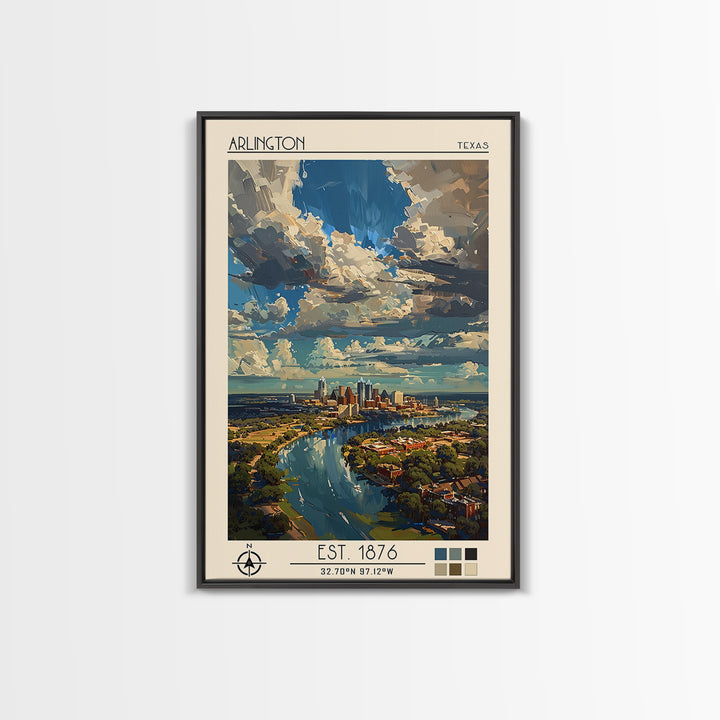 Arlington Travel Poster, Framed Canvas Print, City Travel Poster, Vintage City Poster, Fine Art Print, Travel Prints, Travel Posters