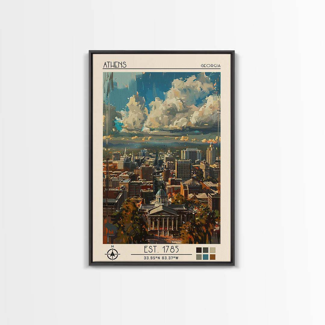 Athens Travel Poster, Canvas Print, City Travel Poster, Vintage City Poster, Mid Century Wall Art, City Illustration, City Art Print