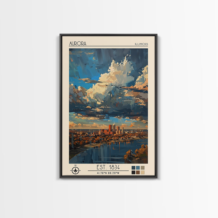 Aurora Illinois Travel Poster, Canvas Print, Poster Print, Travel Wall Art, Vintage Posters, City Travel Poster, Retro Travel Poster