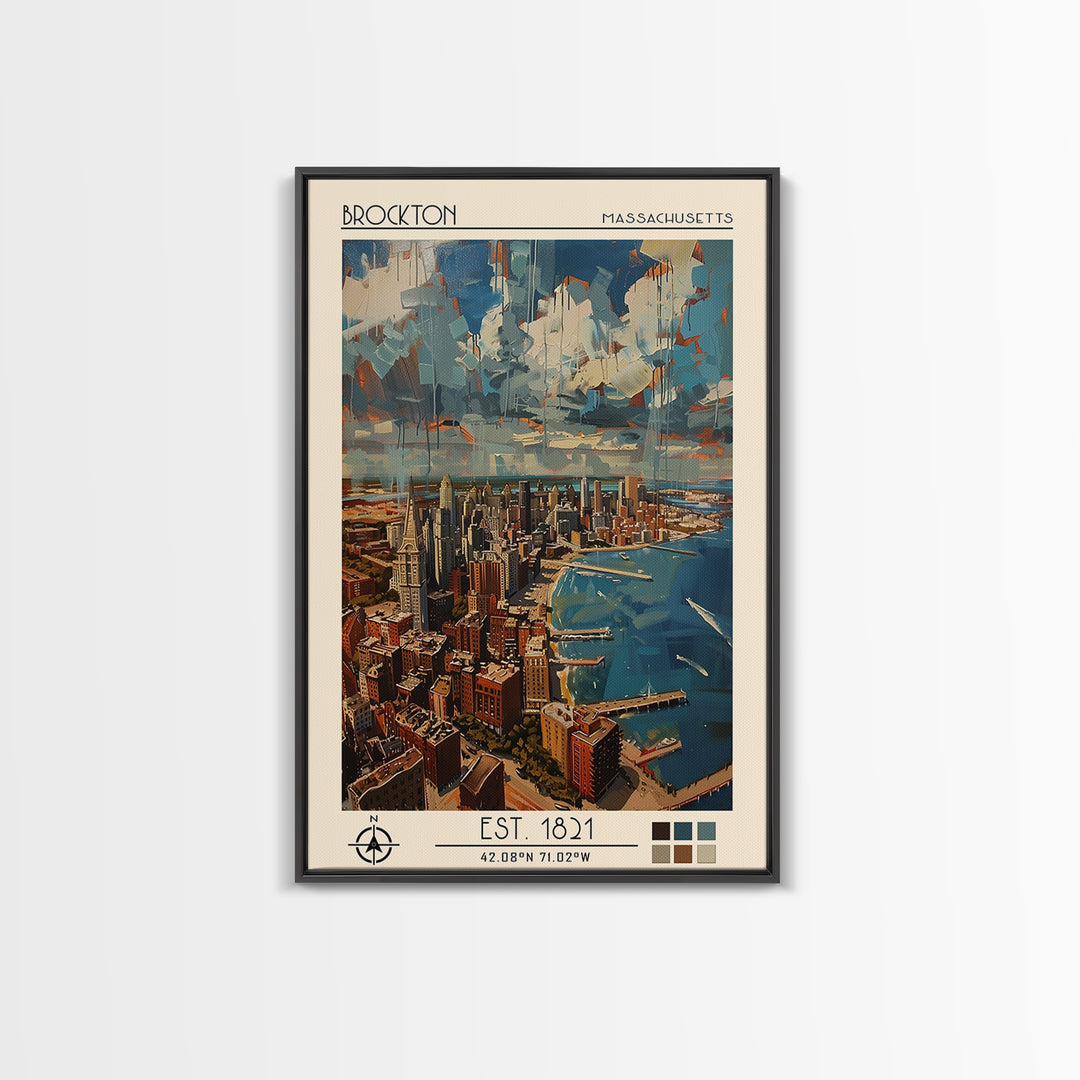 Brockton Travel Poster, Canvas Print, Travel Wall Art, City Wall Art, Wanderlust Gift, Fine Art Print, Wall Art, Vintage City Poster