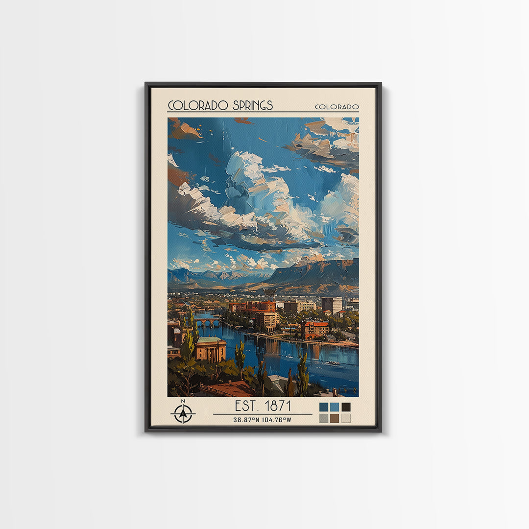 Colorado Springs Travel Poster, Canvas Print, City Art Print, Travel Wall Art, Colorful Wall Art, City Travel Poster, Retro Wall Art