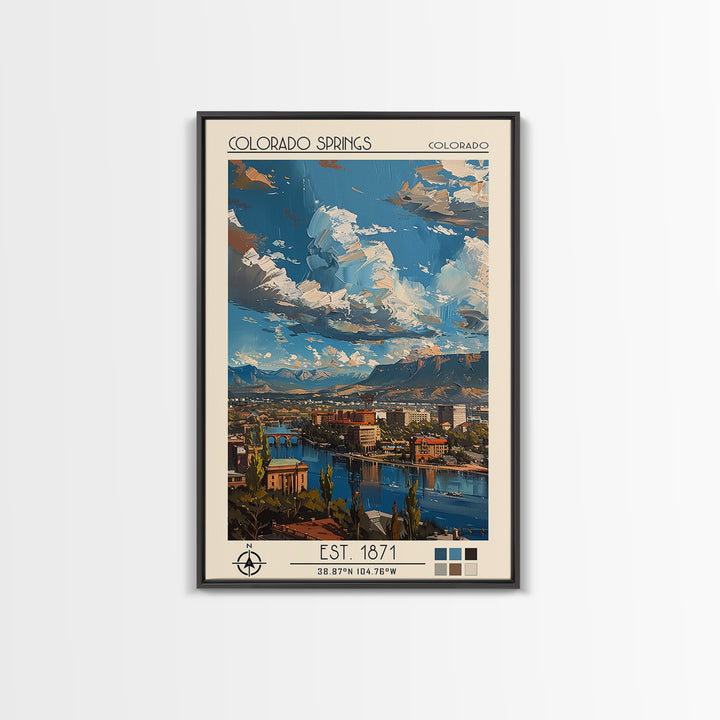 Colorado Springs Travel Poster, Canvas Print, City Art Print, Travel Wall Art, Colorful Wall Art, City Travel Poster, Retro Wall Art