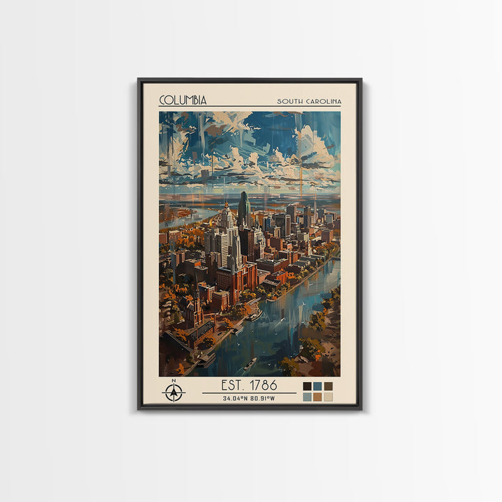 Columbia Travel Poster, Canvas Print, Travel Wall Art, City Wall Art, Poster Art, Travel Art Print, City Illustration, Travel Prints