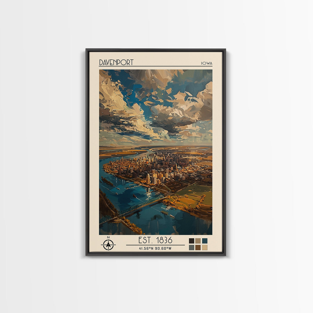 Davenport Travel Poster, Framed Canvas Print, Poster Print, Travel Wall Art, Retro Travel Poster, Wanderlust Gift, Minimalist Poster