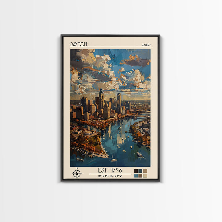 Dayton Travel Poster, Canvas Print, Travel Wall Art, City Wall Art, Colorful Wall Art, Travel Prints, Home Decor, City Travel Poster