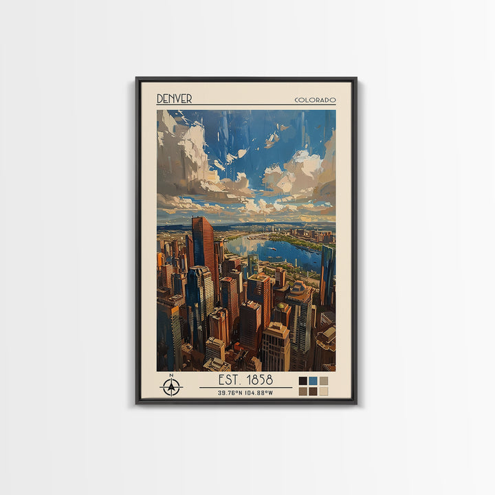 Denver Travel Poster, Framed Canvas Print, City Travel Poster, Travel Wall Art, City Art Print, Minimalist Poster, Home Office Decor