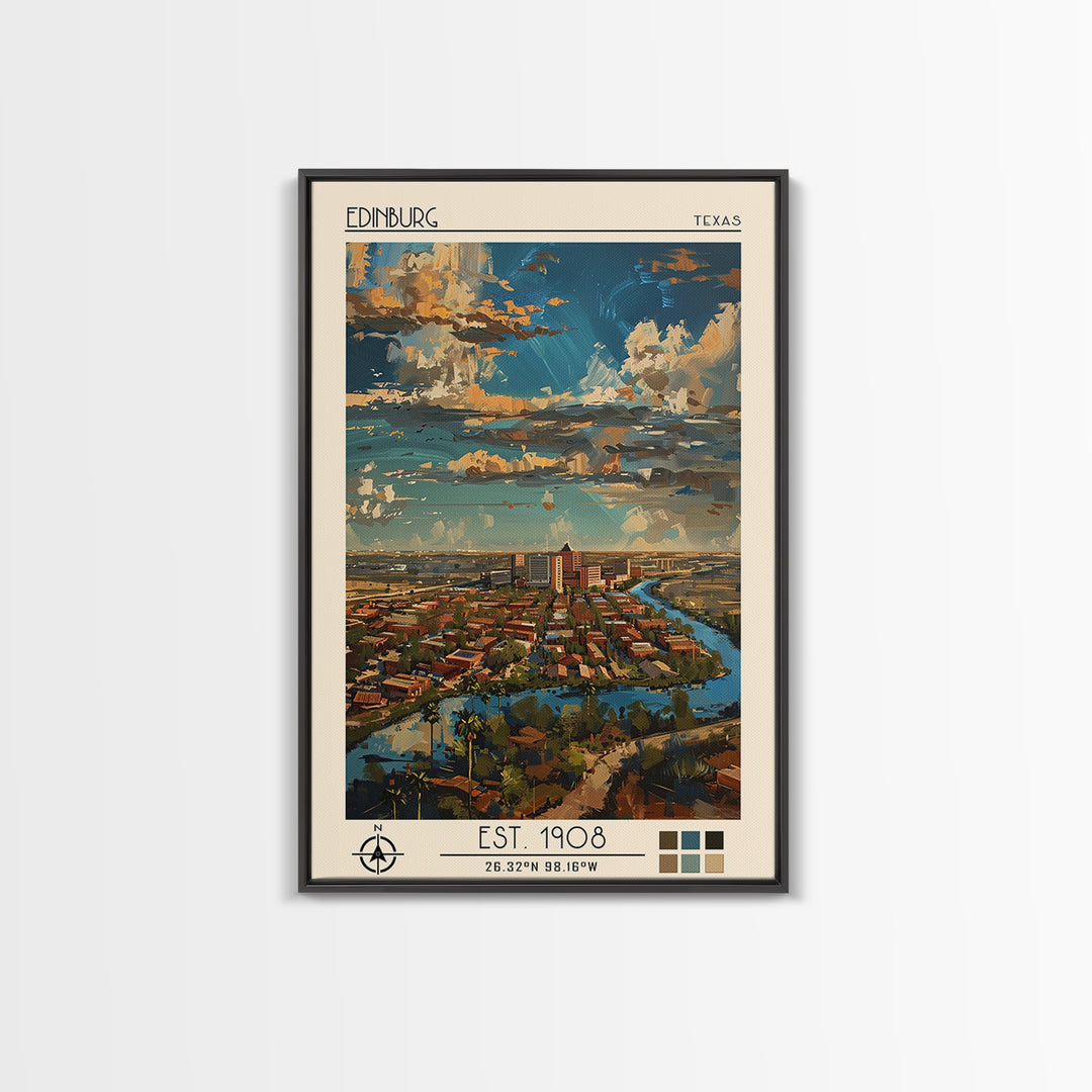 Edinburg Travel Poster, Framed Canvas Print, City Art Print, Travel Wall Art, Landscape Art, City Travel Poster, Vintage City Poster