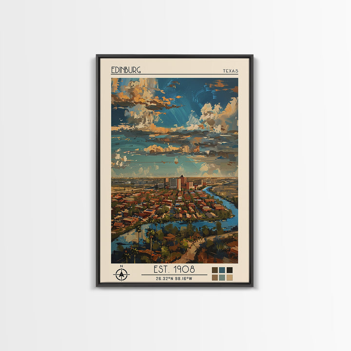 Edinburg Travel Poster, Framed Canvas Print, City Art Print, Travel Wall Art, Landscape Art, City Travel Poster, Vintage City Poster