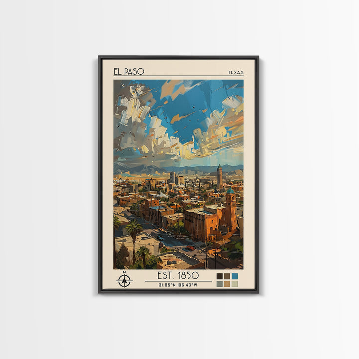 El Paso Travel Poster, Canvas Print, City Travel Poster, Vintage City Poster, Vintage Travel Art, Living Room Wall Art, Poster Print