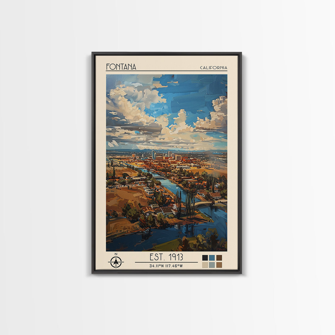 Fontana Travel Poster, Canvas Print, City Travel Poster, Vintage City Poster, City Art Print, Retro Travel Poster, City Illustration