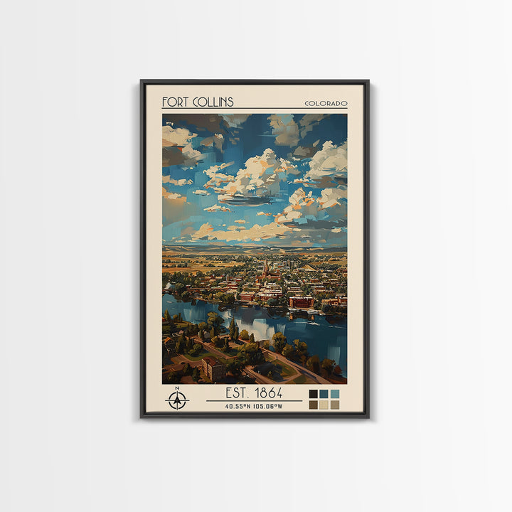 Fort Collins Travel Poster, Canvas Print, City Travel Poster, Travel Wall Decor, Modern Wall Decor, Gallery Wall Set, City Art Print