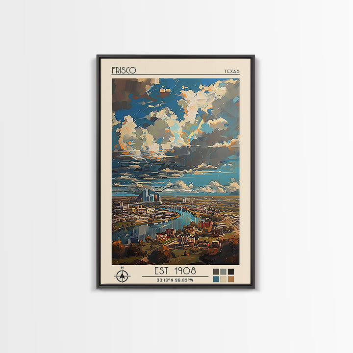 Frisco Travel Poster, Framed Canvas Print, City Travel Poster, Vintage City Poster, Landscape Art, Vintage Travel Art, City Wall Art