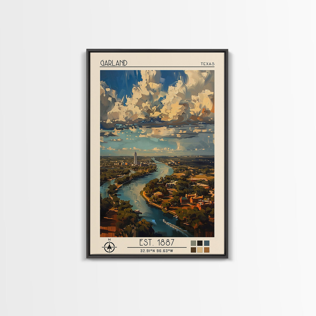 Garland Travel Poster, Framed Canvas Print, Retro Wall Art, Travel Print, Travel Wall Art, Home Office Decor, Wall Art, Poster Print