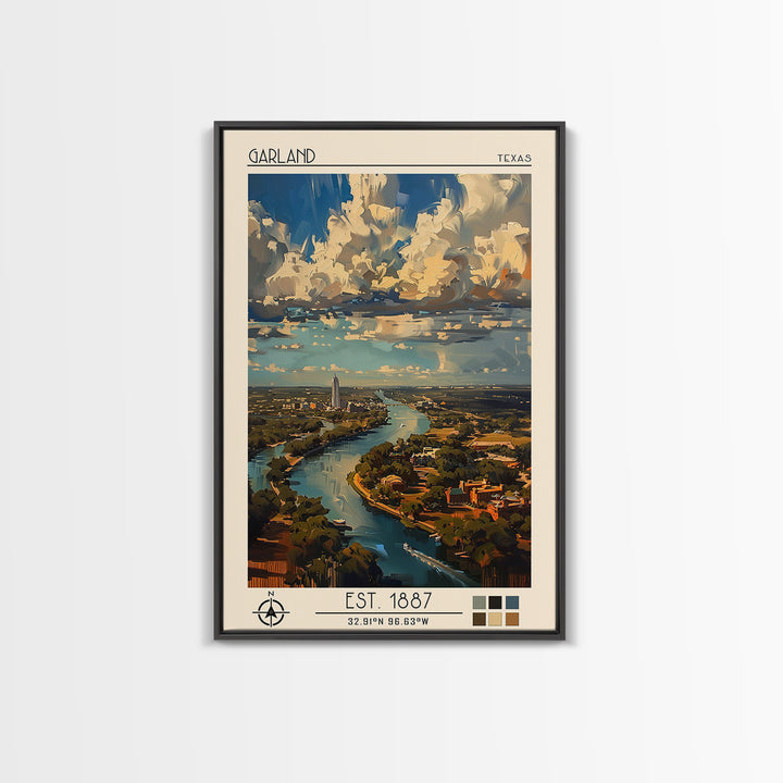 Garland Travel Poster, Framed Canvas Print, Retro Wall Art, Travel Print, Travel Wall Art, Home Office Decor, Wall Art, Poster Print