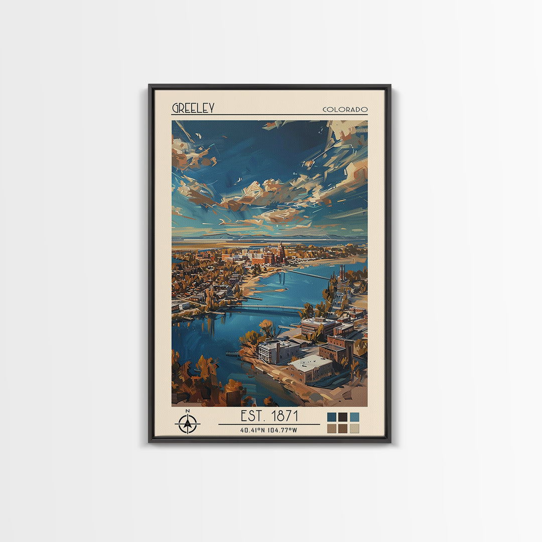 Greeley Travel Poster, Canvas Print, Travel Art Print, Modern Wall Decor, Travel Prints, City Art Print, Travel Wall Decor, Wall Art