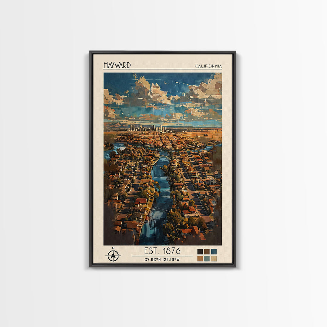 Hayward Travel Poster, Canvas Print, Retro Wall Art, Travel Print, Wanderlust Gift, Vintage City Poster, Gallery Wall Set, Art Print