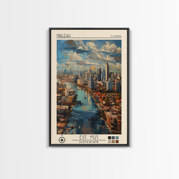 Hialeah Travel Poster, Canvas Print, Poster Print, Travel Wall Art, Vintage Travel, Retro Wall Art, City Travel Poster, Travel Print