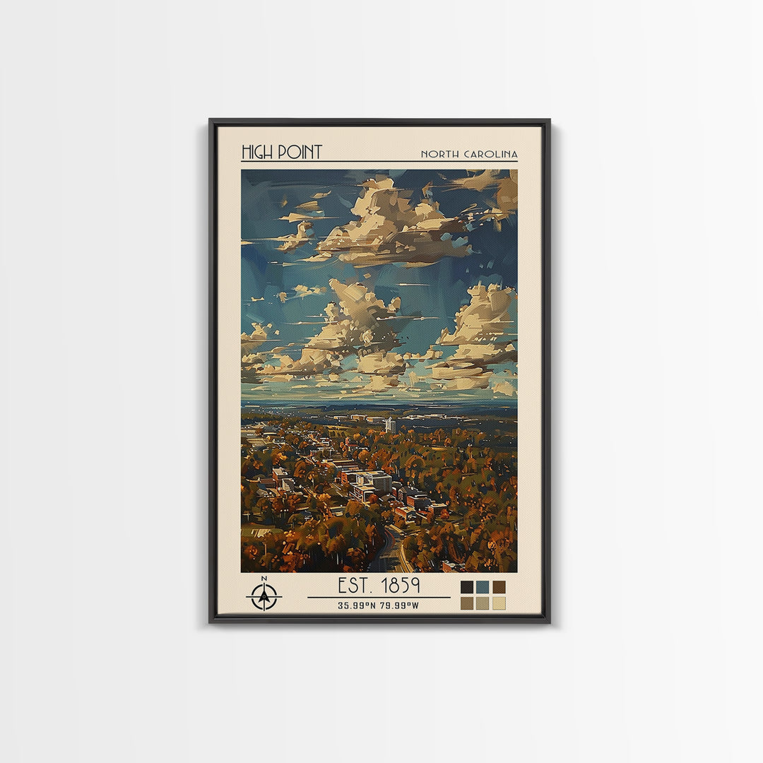 High Point Travel Poster, Canvas Print, Vintage Travel Print, City Wall Art, Living Room Wall Art, Vintage Posters, Gallery Wall Set