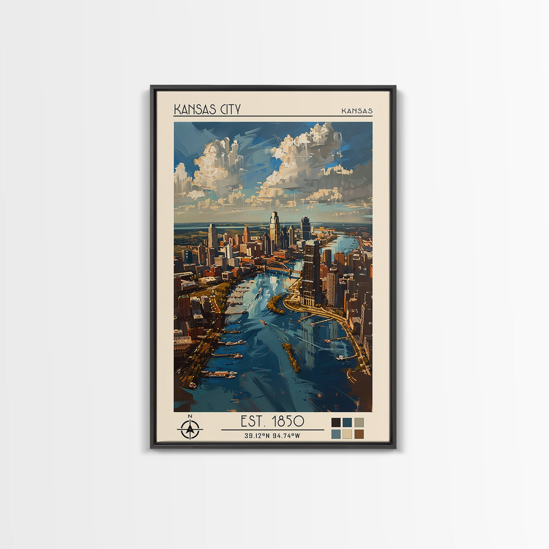 Kansas City Missouri Travel Poster, Canvas Print, Retro Travel Poster, City Wall Art, Vintage Posters, Landscape Art, Fine Art Print