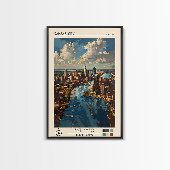 Kansas City Missouri Travel Poster, Canvas Print, Retro Travel Poster, City Wall Art, Vintage Posters, Landscape Art, Fine Art Print