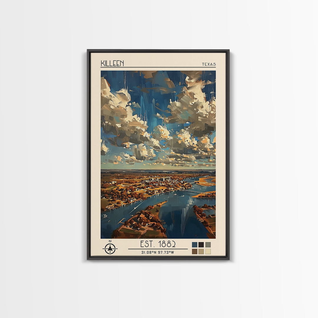 Killeen Travel Poster, Framed Canvas Print, City Travel Poster, Vintage City Poster, Retro Travel Poster, Poster Art, Vintage Travel