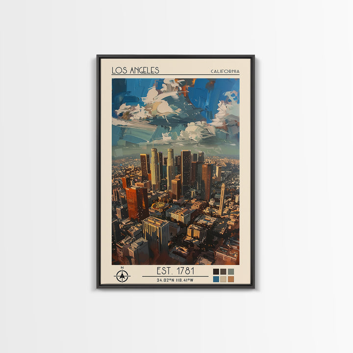 Los Angeles Travel Poster, Canvas Print, Retro Travel Poster, City Wall Art, Vintage Travel Art, Mid Century Wall Art, Travel Prints
